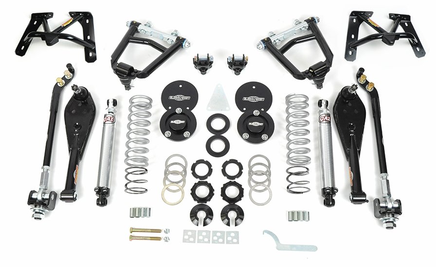 1971-1973 Mustang QA1 Double Adjustable Front End Coilover Kit for Street or Drag Applications running a Big Block Part Number: COMST-7173TBD