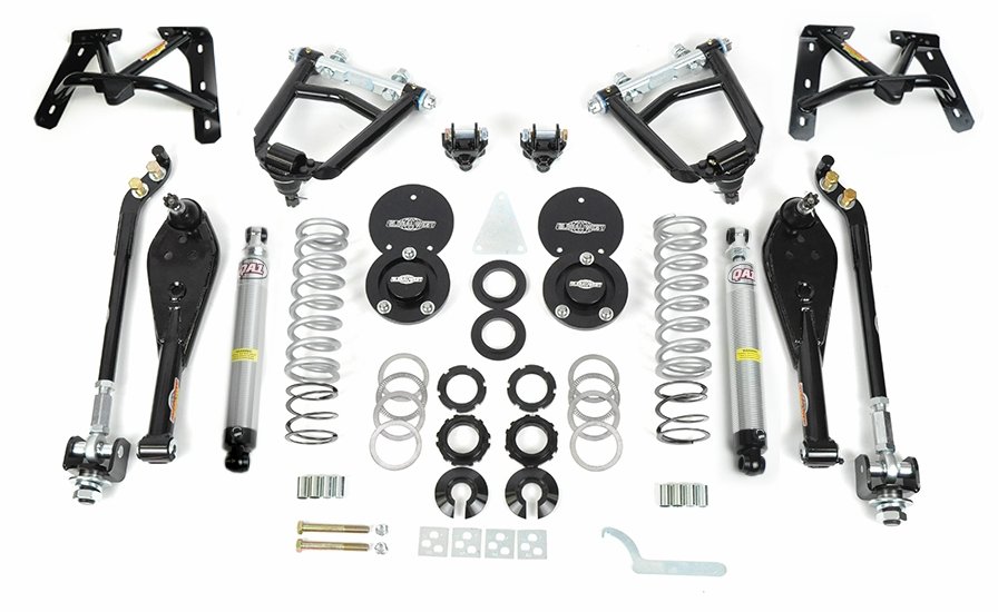 1967 1968 1969 1970 Mustang QA1 Single Adjustable Front End Coilover Kit for Street or Drag Applications running a Small Block Part Number: COMST-6770TS