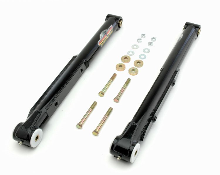 1978-1988 GM G-Body Rear Lower Tubular Control Arm with Del-A-Lum Bushing and Spherical Bearing Ends and Side Mounts for Sway Bar Part Number: TBC-2