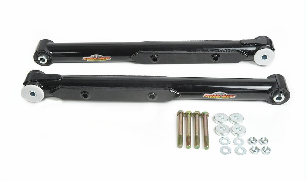 1964-1972 GM A-body Rear Lower Tubular Control Arms with Del-A-Lum Bushings and Spherical Bearings with Side Mount for Sway Bar Part Number: TBC-4